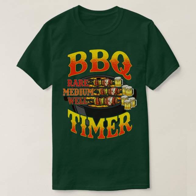 Camiseta BBQ Timer Grilling Grill Master Beer Humo (Diseño del anverso)