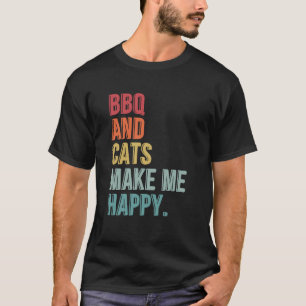 Camiseta BBQ Y Gatos Me Hacen Feliz Gracioso