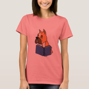 Camiseta BC- Perro Boxer leyendo un camisón de libros