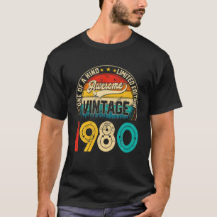 Camiseta Bday Vintage 1980, 42 Años, Edición Limitada