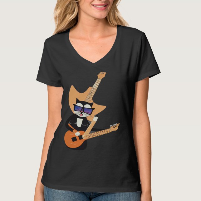 Camiseta Be a Cat That is Cool Playing Guitar Abstract (Anverso)