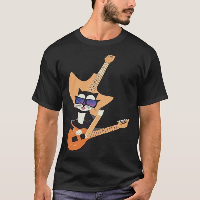 Camiseta Be a Cat That is Cool Playing Guitar Abstract (Anverso)