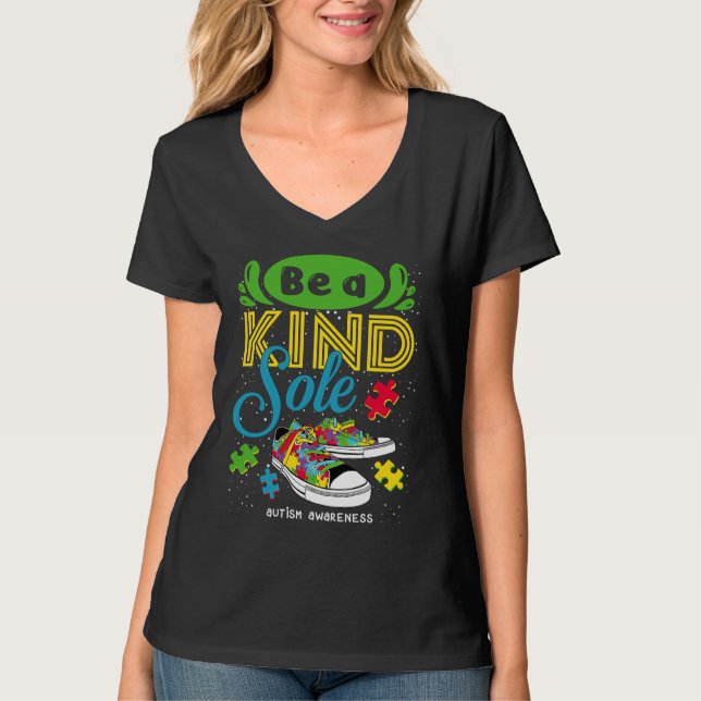Camiseta Be A Kind Sole Autism Awareness Puzzle Shoes Be Ki (Anverso)