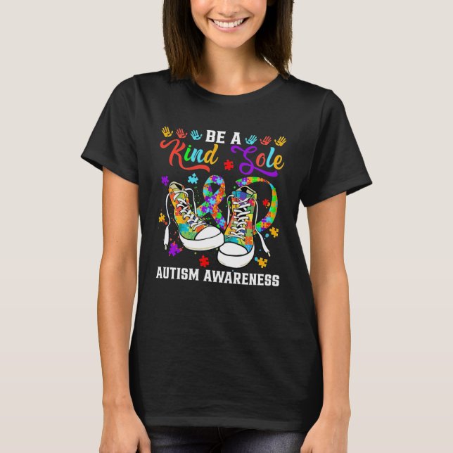 Camiseta Be A Kind Sole Autism Awareness Puzzle Shoes Be Ki (Anverso)