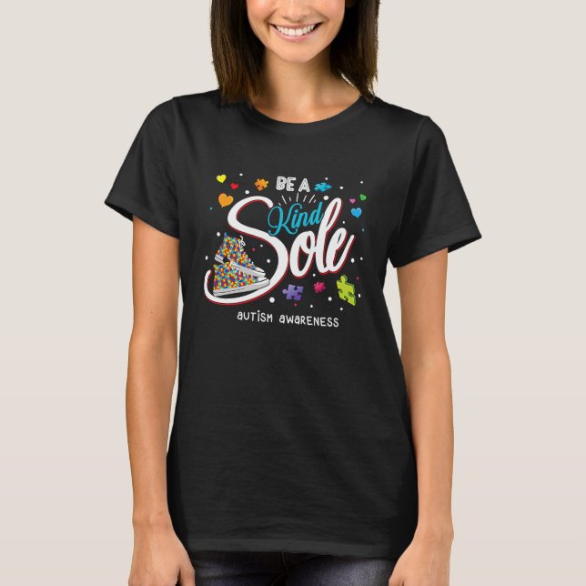 Camiseta Be A Kind Sole Autism Awareness Rainbow Trendy Puz (Anverso)