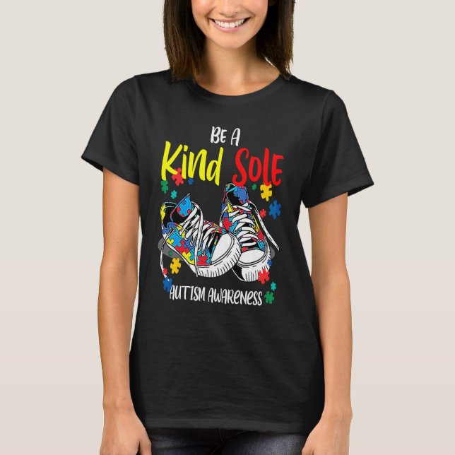 Camiseta Be A Kind Sole Autism Awareness Rainbow Trendy Puz (Anverso)