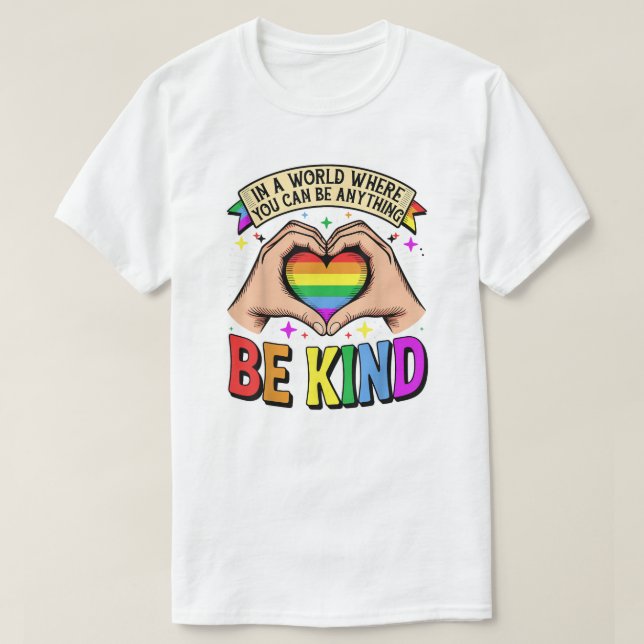 Camiseta Be Anything, Be Kind - Rainbow Heart Support (Diseño del anverso)