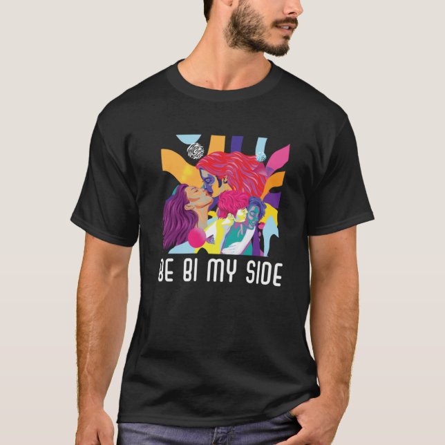 Camiseta Be Bi My Side Bisexual Rainbow Pride Marcha Bisexu (Anverso)