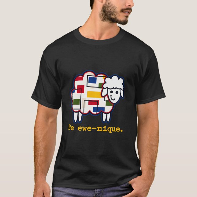 Camiseta Be Ewe-Nique Baseball Oveja de Arte Geométrico Mod (Anverso)