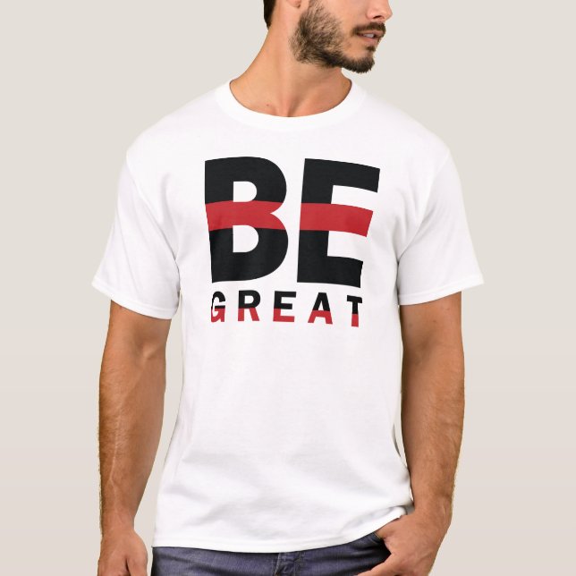 Camiseta "Be Great" Motivational Typography – Black & Red (Anverso)