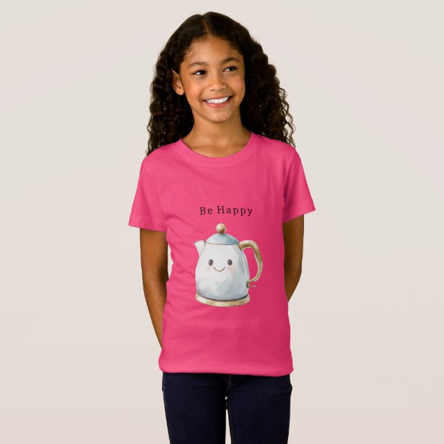 Camiseta Be Happy Cute Teapot (Anverso completo)