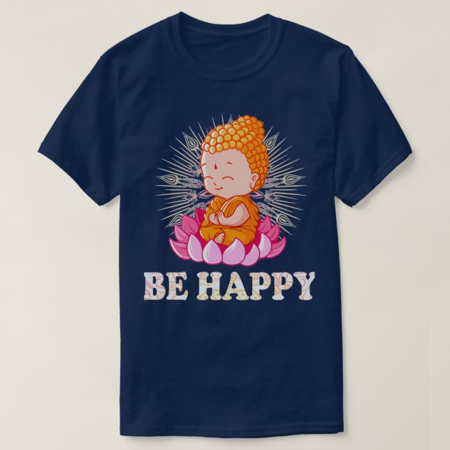 Camiseta Be Happy Little Buddha (Diseño del anverso)