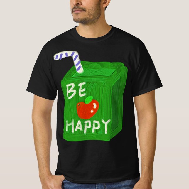 Camiseta Be Happy With Apple Design T-shirts By Will Power (Anverso)