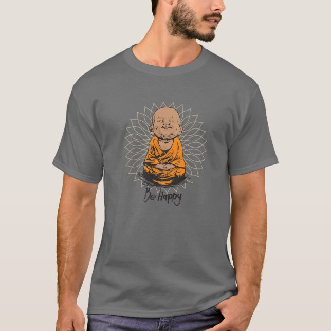 Camiseta Be Happy Zen Little Baby Buddha T Mandala T Gift (Anverso)