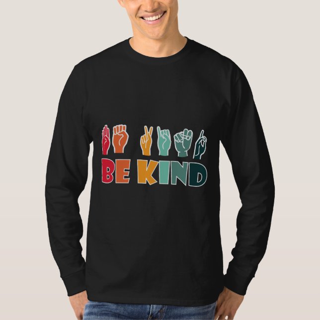 Camiseta Be Kind ASL American Rótulo Language (Anverso)