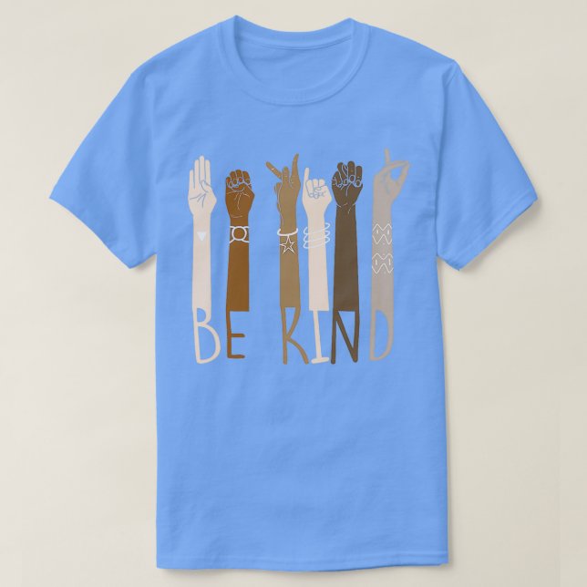 Camiseta Be Kind ASL Sign Language Brown Skin Arms Cartel (Diseño del anverso)
