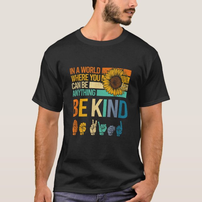 Camiseta Be Kind ASL Sunflower T Shirt (Anverso)