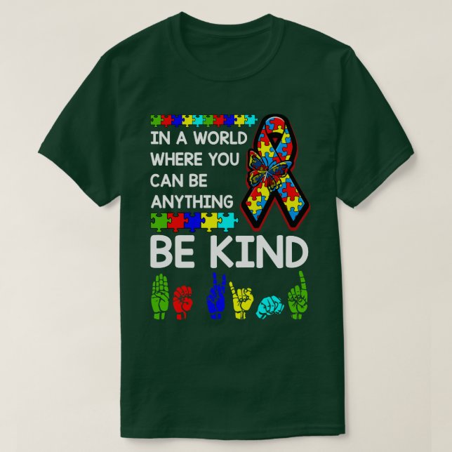 Camiseta Be Kind Autism Awareness ASL Mom Teacher Kindness  (Diseño del anverso)