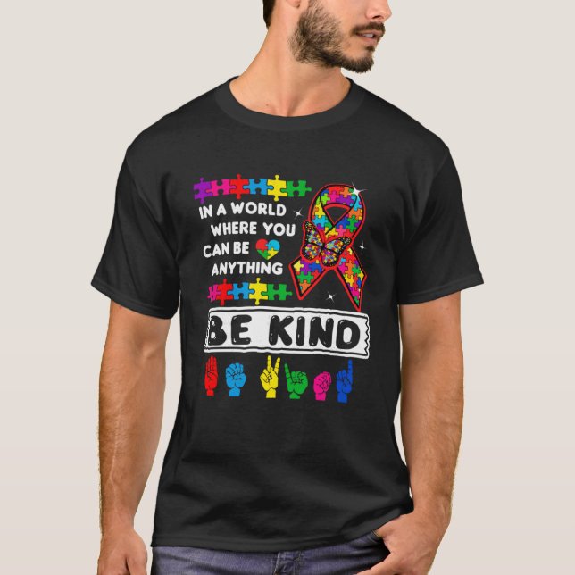 Camiseta Be Kind Autism Awareness ASL Mom Teacher Kindness  (Anverso)