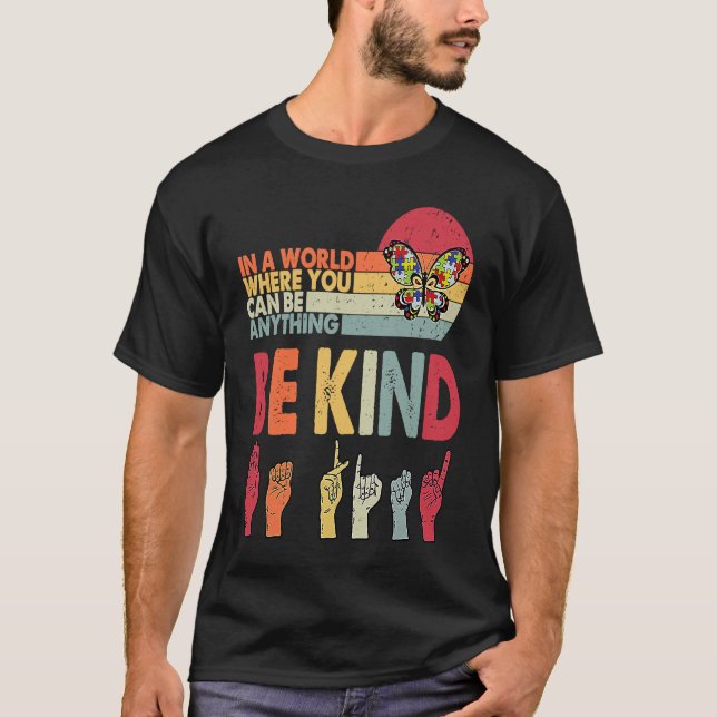 Camiseta Be Kind Autism Awareness ASL Mom Teacher Kindness (Anverso)