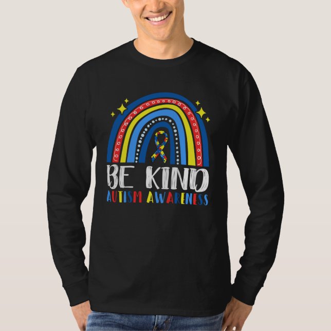 Camiseta Be Kind Autism Awareness Month Puzzle Piece Rainbo (Anverso)