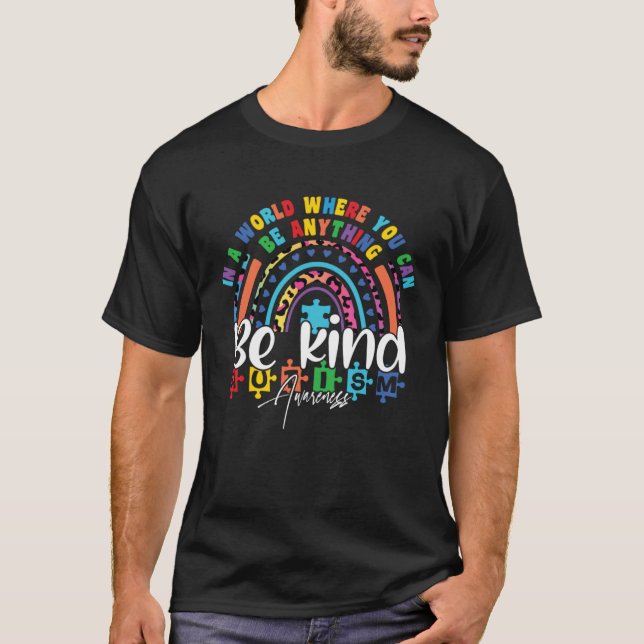 Camiseta Be Kind Autism Leopard Tie Dye Rainbow Awareness K (Anverso)
