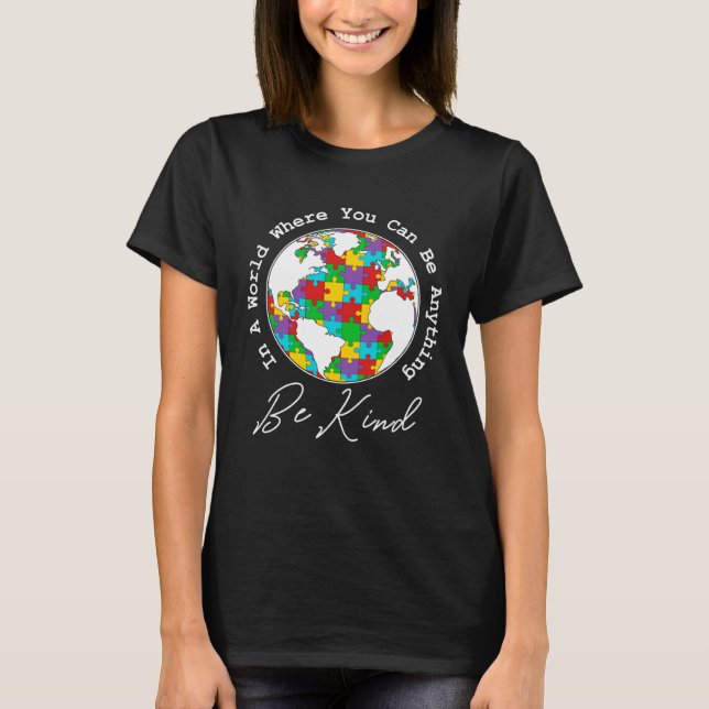 Camiseta Be Kind Autism Mom Dad Women Kids Autism Awareness (Anverso)