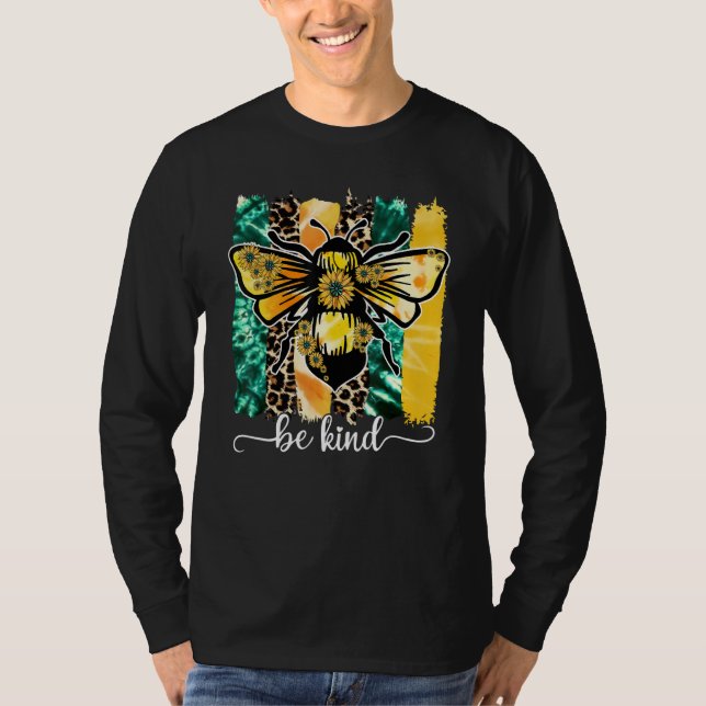 Camiseta Be Kind Bee Leopard Sunflowers Apoyo autista Au (Anverso)