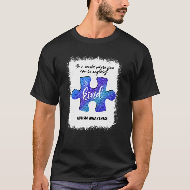 Camiseta Be Kind Blue Puzzle Piece Autism Awareness Mom Wom (Anverso)