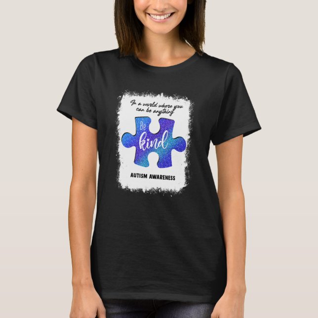 Camiseta Be Kind Blue Puzzle Piece Autism Awareness Mom Wom (Anverso)