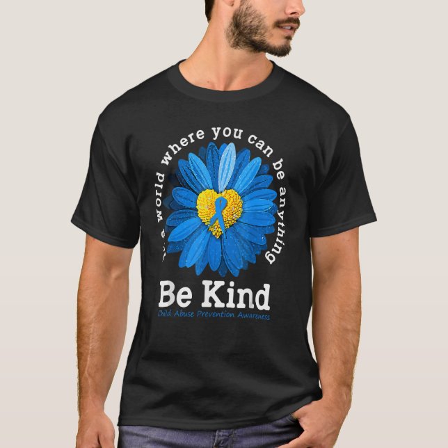 Camiseta Be Kind Blue Sunflower Child Abuse Prevention Mont (Anverso)