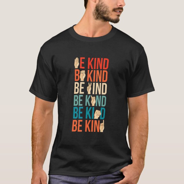 Camiseta Be Kind Deaf Mute Sign Language (Anverso)