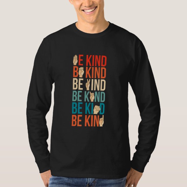 Camiseta Be Kind Deaf Mute Sign Language (Anverso)