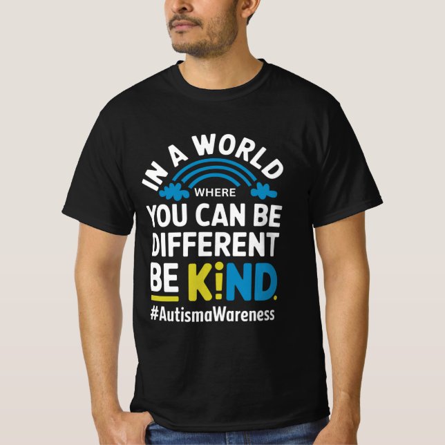 Camiseta Be Kind Different Autism Awareness Rainbow Design  (Anverso)