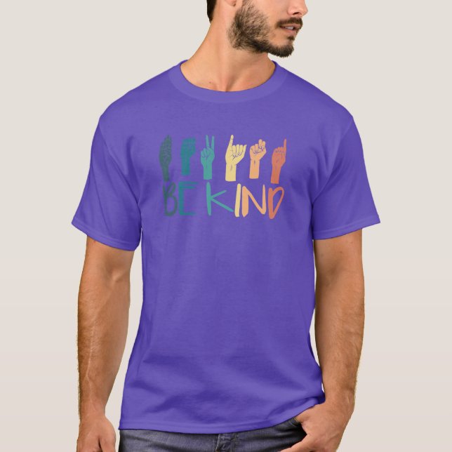 Camiseta Be Kind Hand Sign Languageeachers Retro Interprete (Anverso)