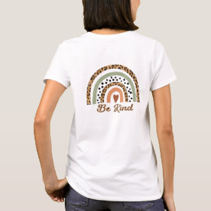 Camiseta Be Kind Leopard Print Rainbow Back & Front