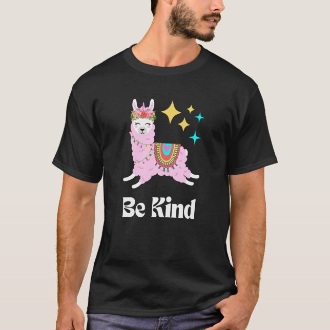 Camiseta Be Kind Llama Kindness Cute Women's Empathy Pink B (Anverso)