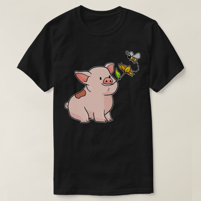 Camiseta Be Kind - Pig With A Sunflower And A Bee - Kindnes (Diseño del anverso)