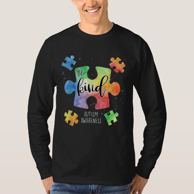 Camiseta Be Kind Puzzle Pieces Cute Autism Awareness Puzzle (Anverso)