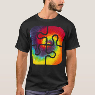 Camiseta Be Kind Puzzle Pieces Tie Dye Cue Autism Awares