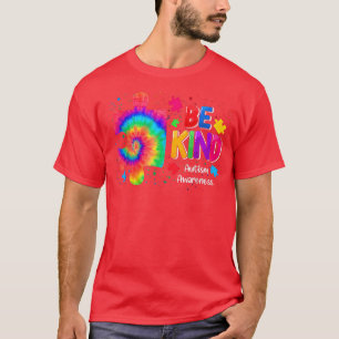 Camiseta Be Kind Puzzle Pieces Tie Dye Cue Autism Awares
