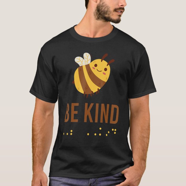 Camiseta Be Kind Sign Braille Language Bee Graphic Yellow (Anverso)