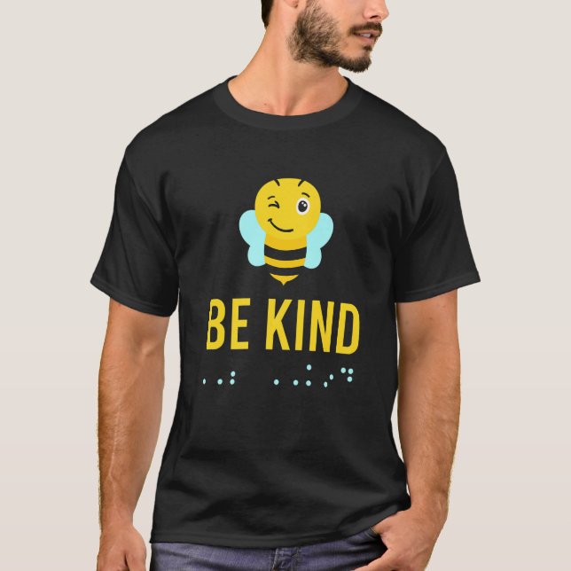 Camiseta Be Kind Sign Braille Language Bee Smile Graphic Ye (Anverso)