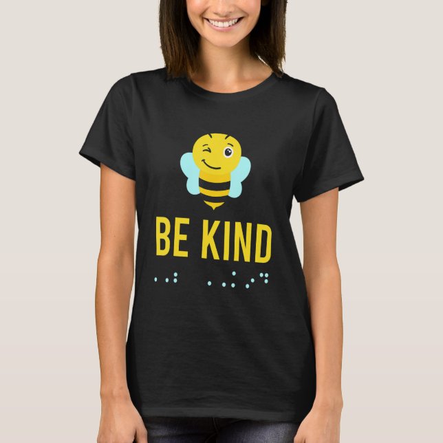 Camiseta Be Kind Sign Braille Language Bee Smile Graphic Ye (Anverso)