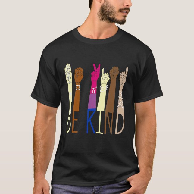 Camiseta Be Kind Sign Language Hand Talking LGBT Bisexual P (Anverso)