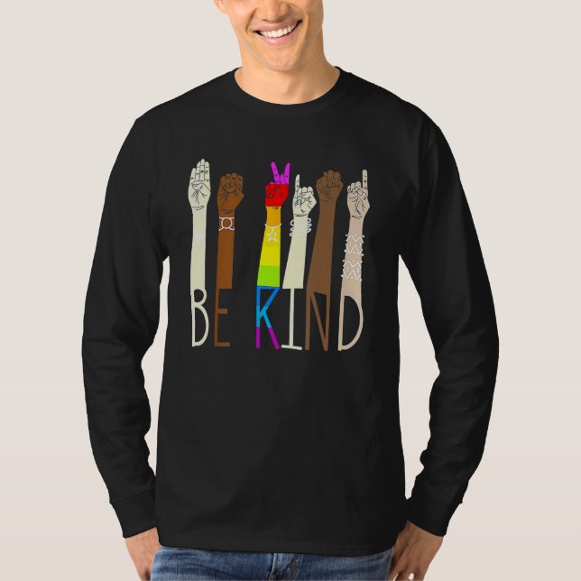 Camiseta Be Kind Sign Language Hand Talking LGBT Gay Les Pr (Anverso)