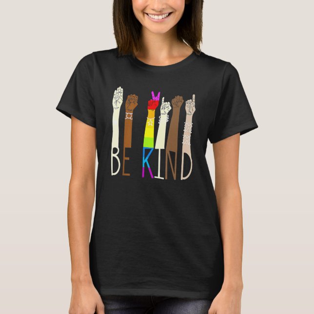 Camiseta Be Kind Sign Language Hand Talking LGBT Gay Les Pr (Anverso)