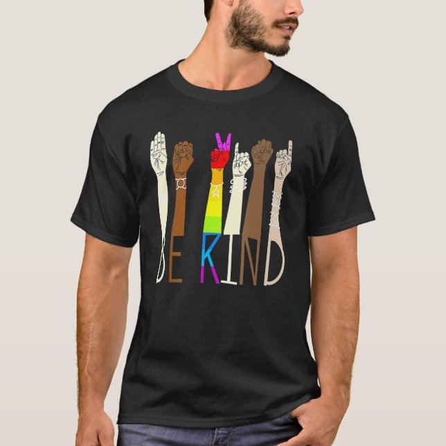 Camiseta Be Kind Sign Language Hand Talking LGBT Gay Les Pr (Anverso)