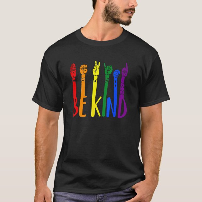 Camiseta Be Kind Sign Language Hand Talking LGBT Gay Les Pr (Anverso)