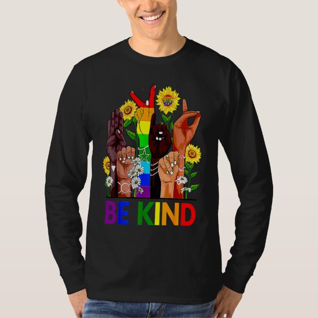 Camiseta Be Kind Sign Language Hand Talking LGBTQ+ Gay Les  (Anverso)